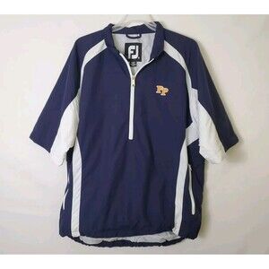 Footjoy Jacket Men M Blue White 1/2 Zip Pullover Windshirt Windbreaker Golf